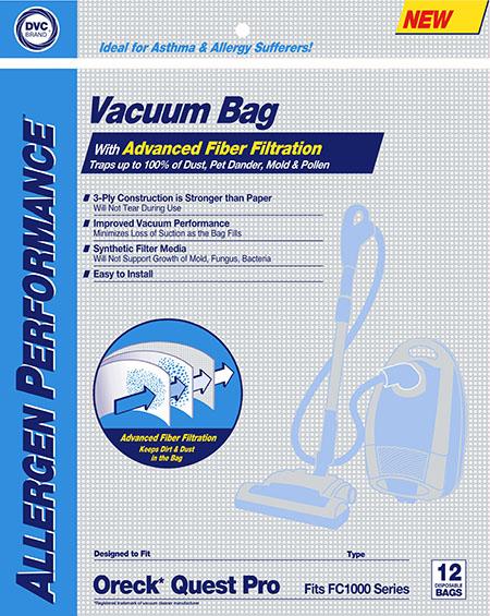 Oreck Replacement Quest Pro Synthetic Allergen Vacuum Bags, 12pk