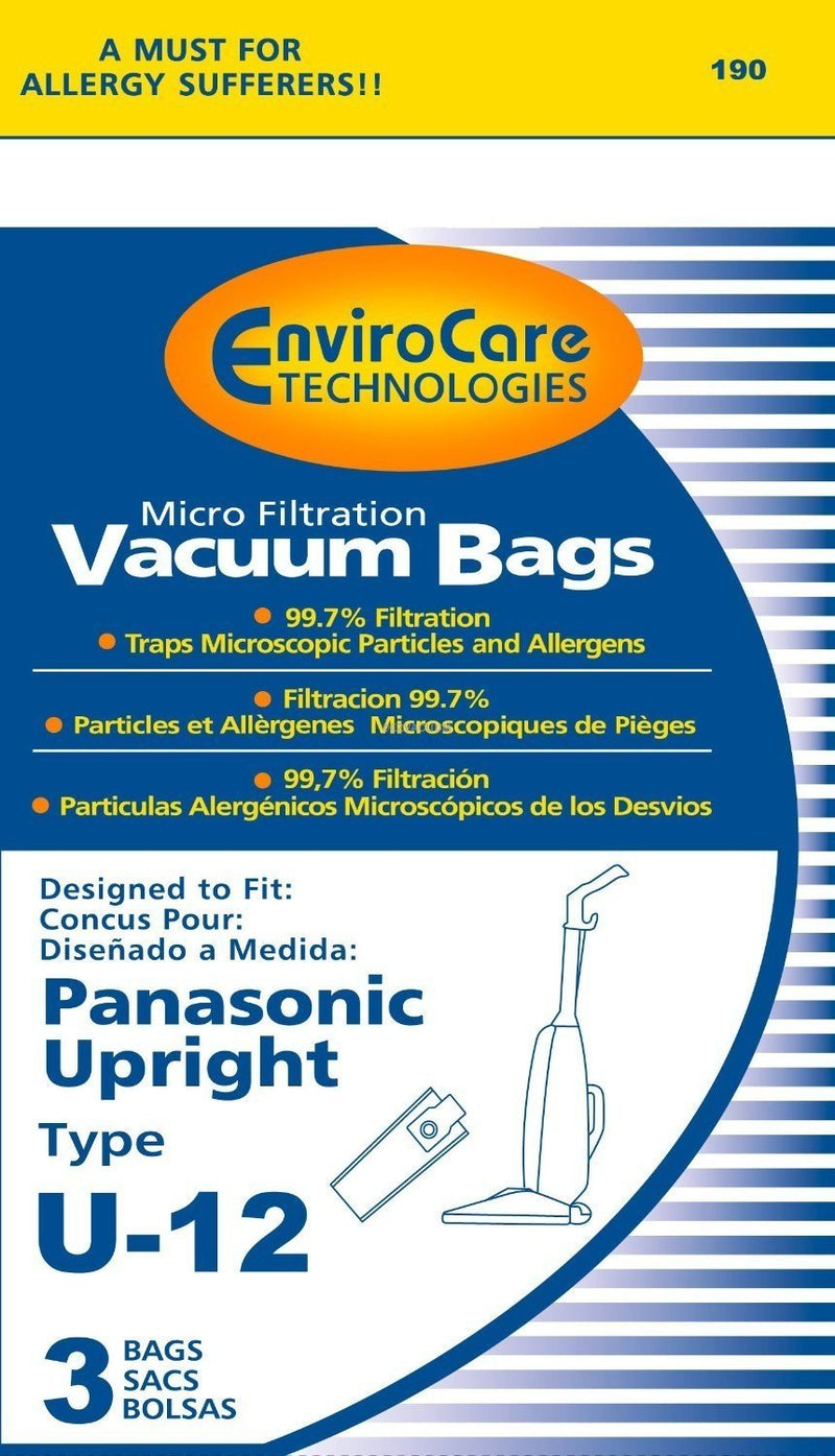 Panasonic Replacement Style U-12 Micro Filtration Bags, 3pk (EVC190)