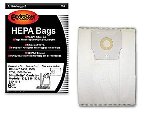 Riccar Replacement Style H HEPA Media Bags, 6pk (EVC855)