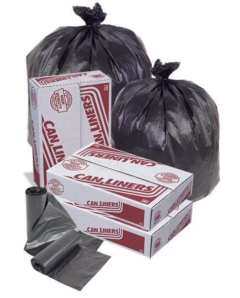 30x37 HDPE 12 micron Medium weight Can Liner, Black, 20-30 gal, Coreless roll, 500 bags/case