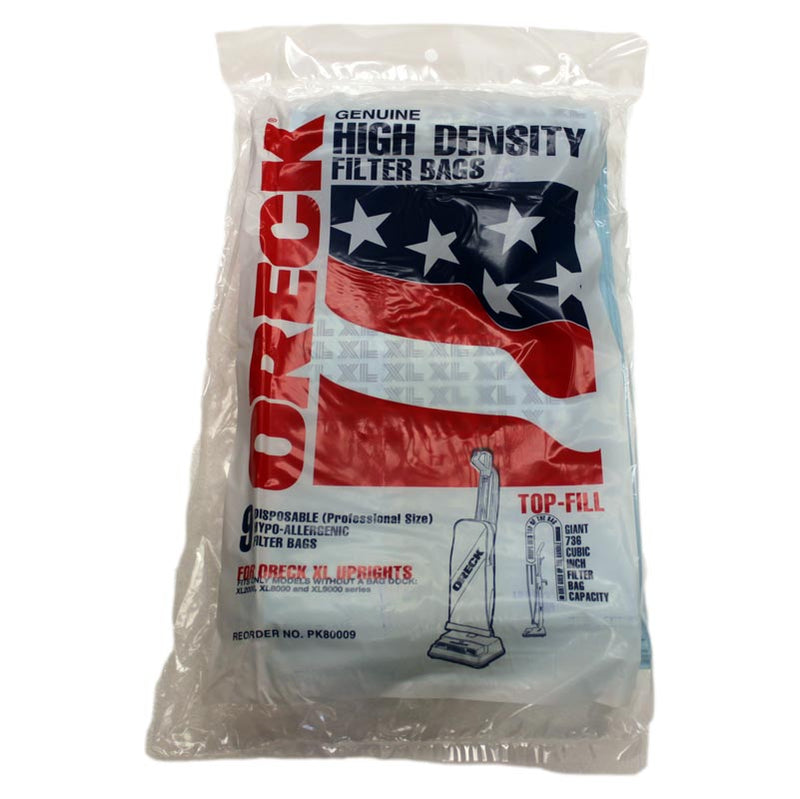 Oreck XL PK80009 High Density Bags w/o Docking, 9pk