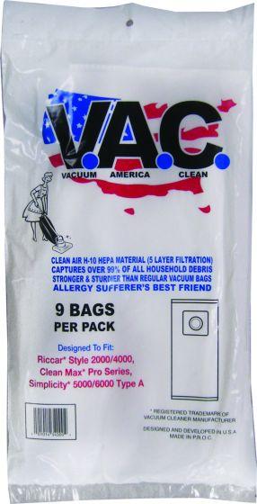 Simplicity Replacement Type A Micro Filtration Upright Bags, 9pk